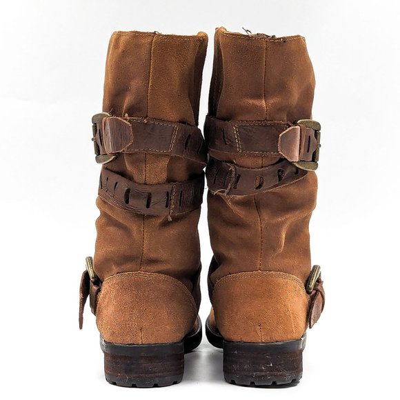 Cougar Women Belt Brown Leather Waterproof Moto Buckle Strap Winter Boots size 6 - Picture 7 of 11